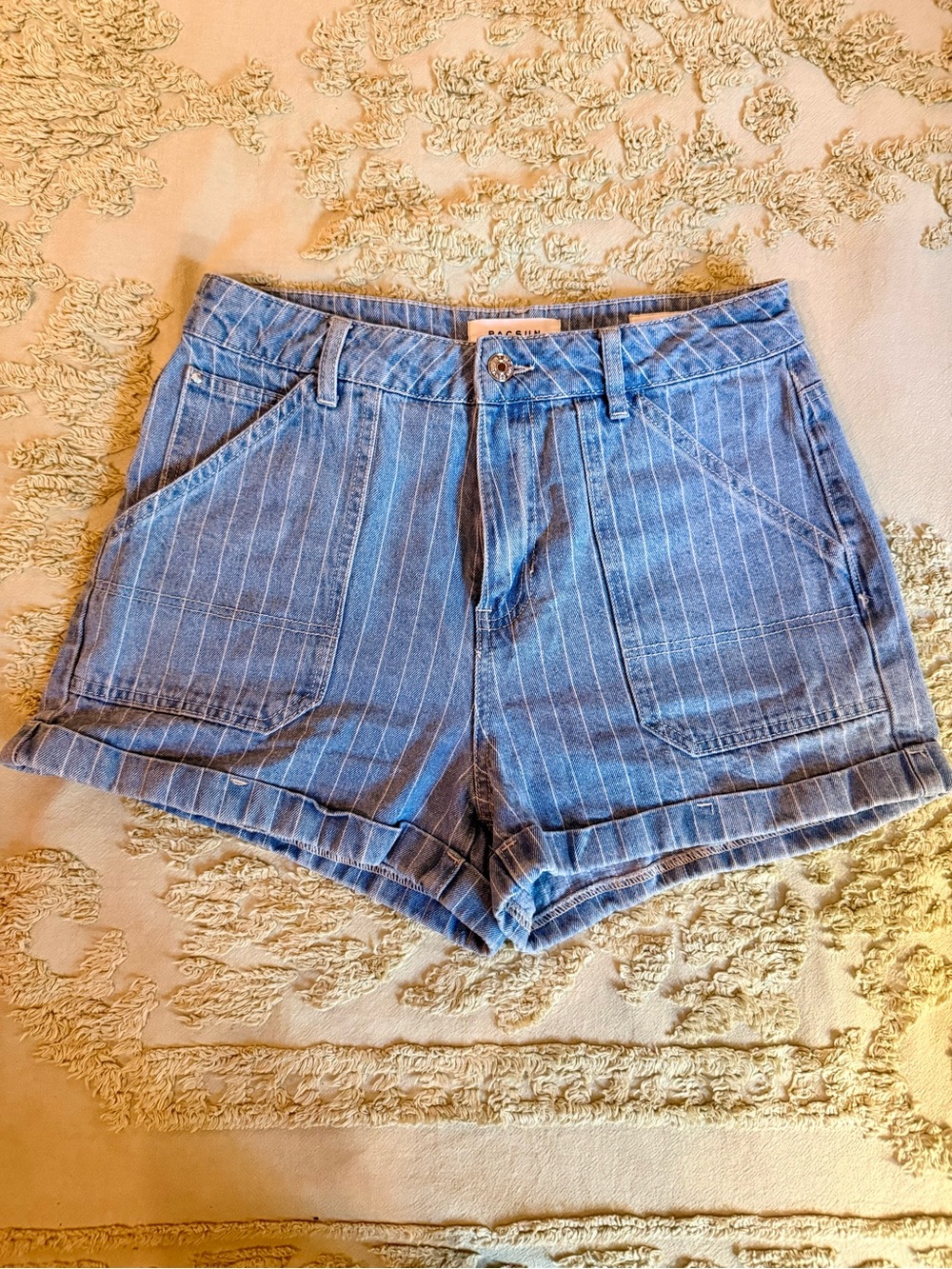 PacSun Light Blue Pinstripe Denim Shorts